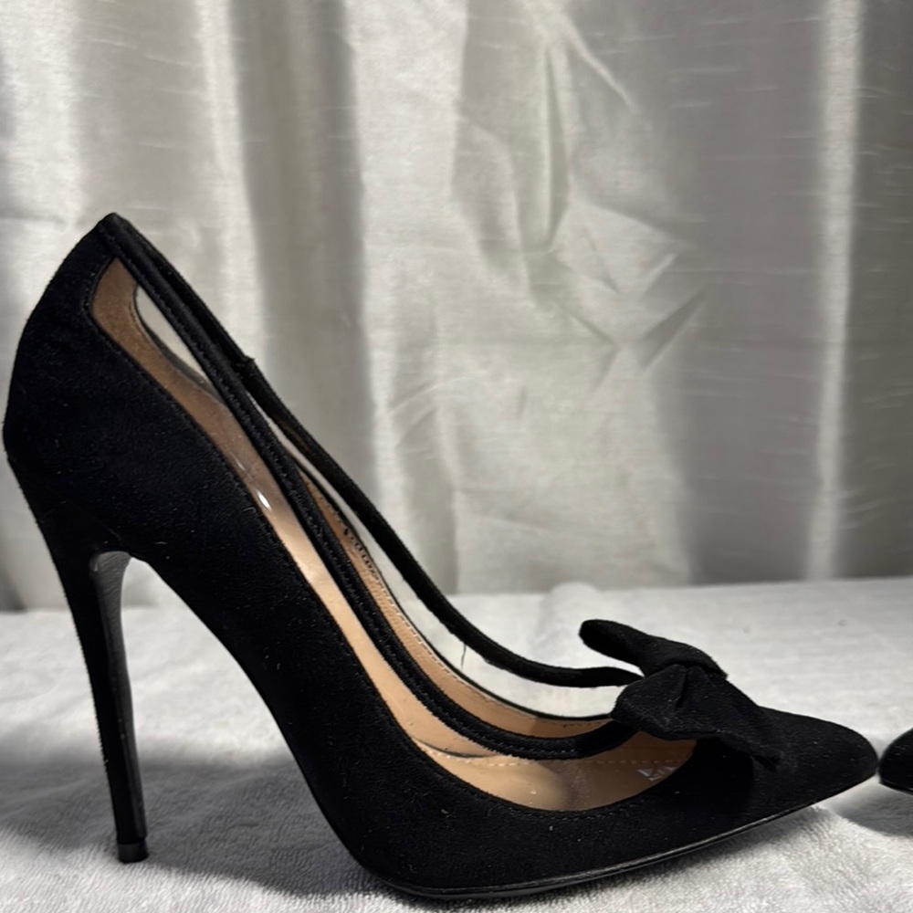 Jacobies Black Stiletto Heels with Bow Women's Size 7 - Picture 5 of 9